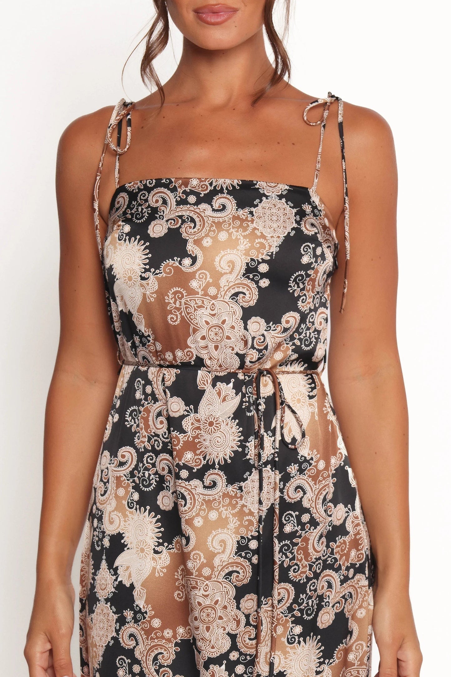 Aster Paisley-Print Tie-Strap Maxi Dress