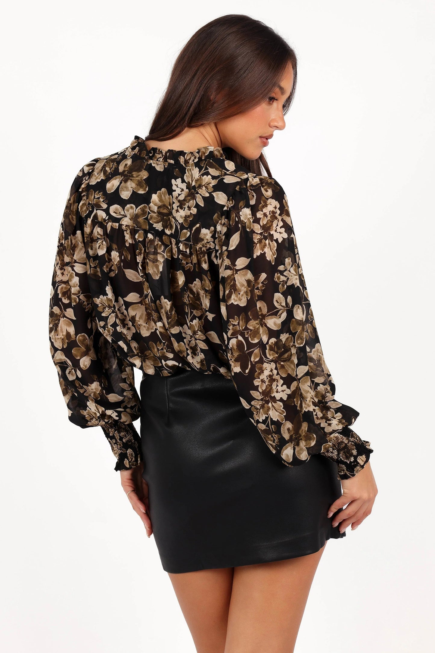 Asymmetric-Overlay Faux Leather Mini Skirt