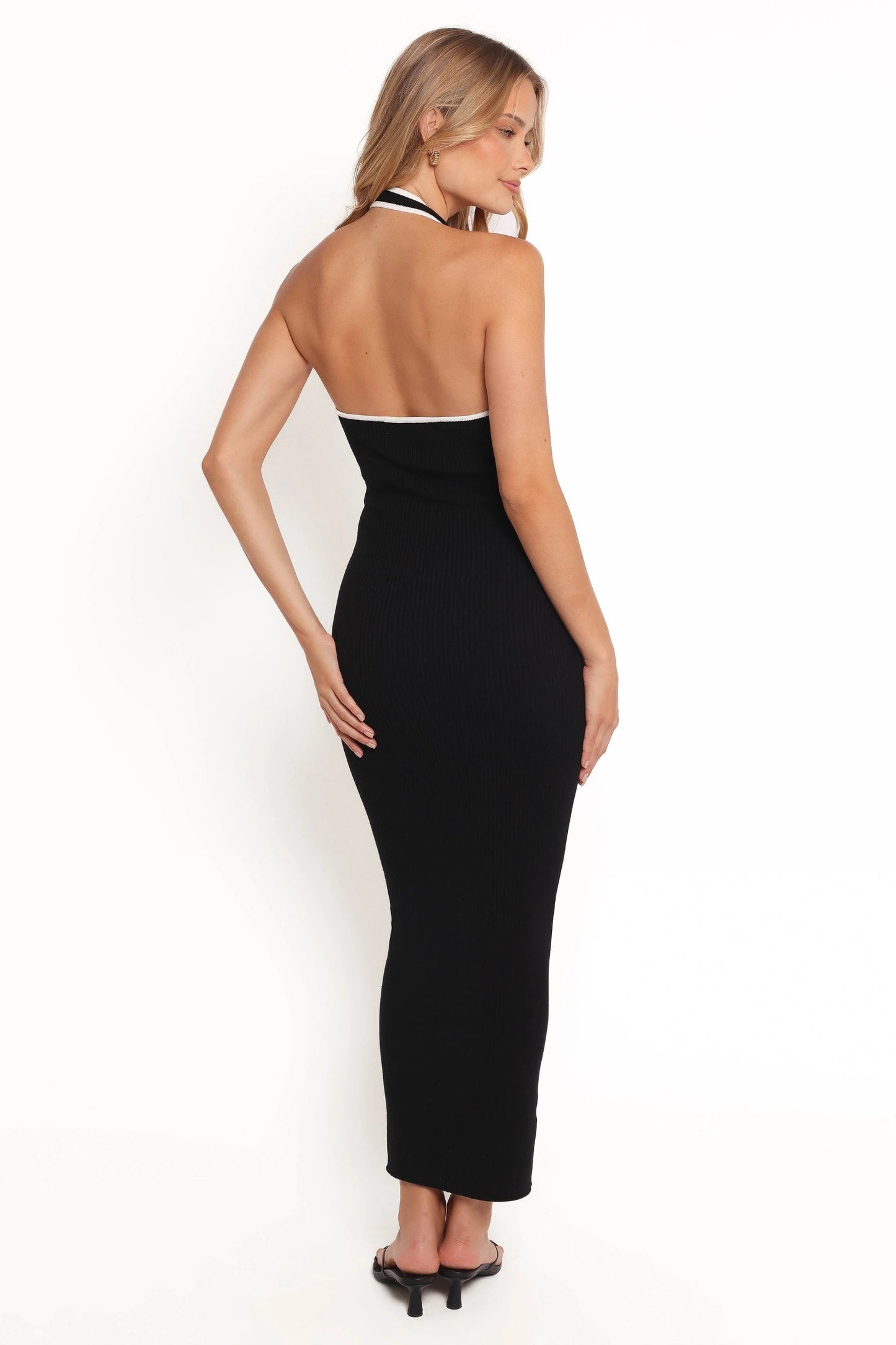 Asymmetrical Halter Maxi Knit Dress
