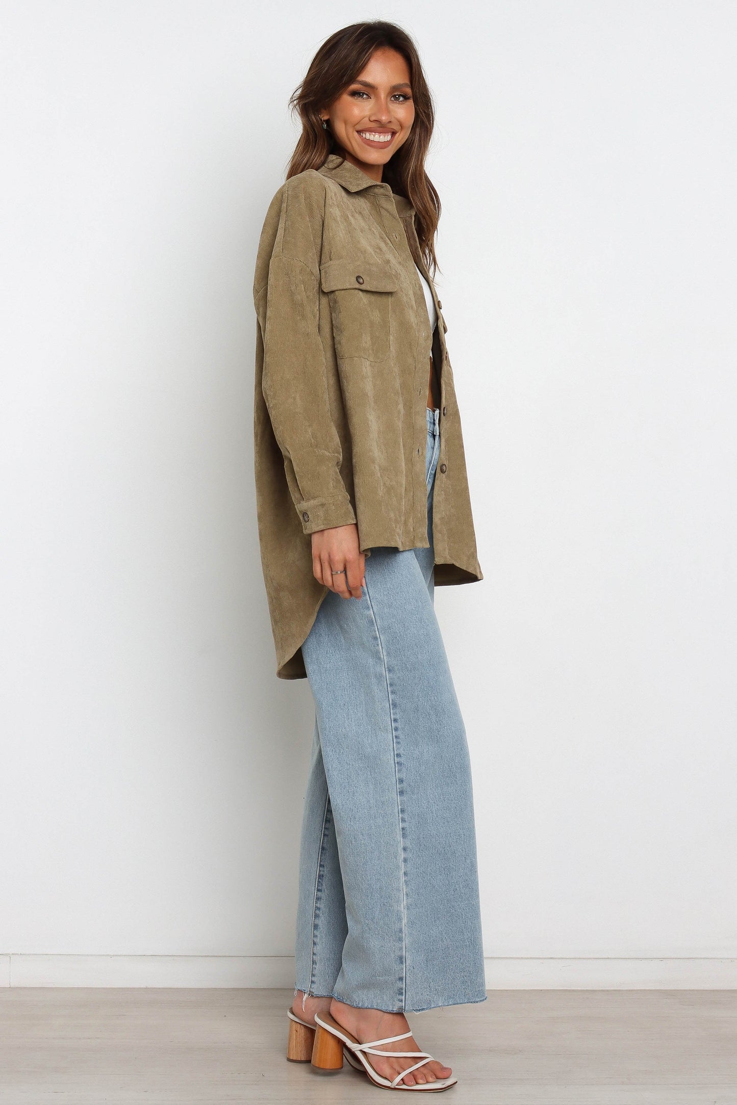 Collared Corduroy Button-Front Jacket