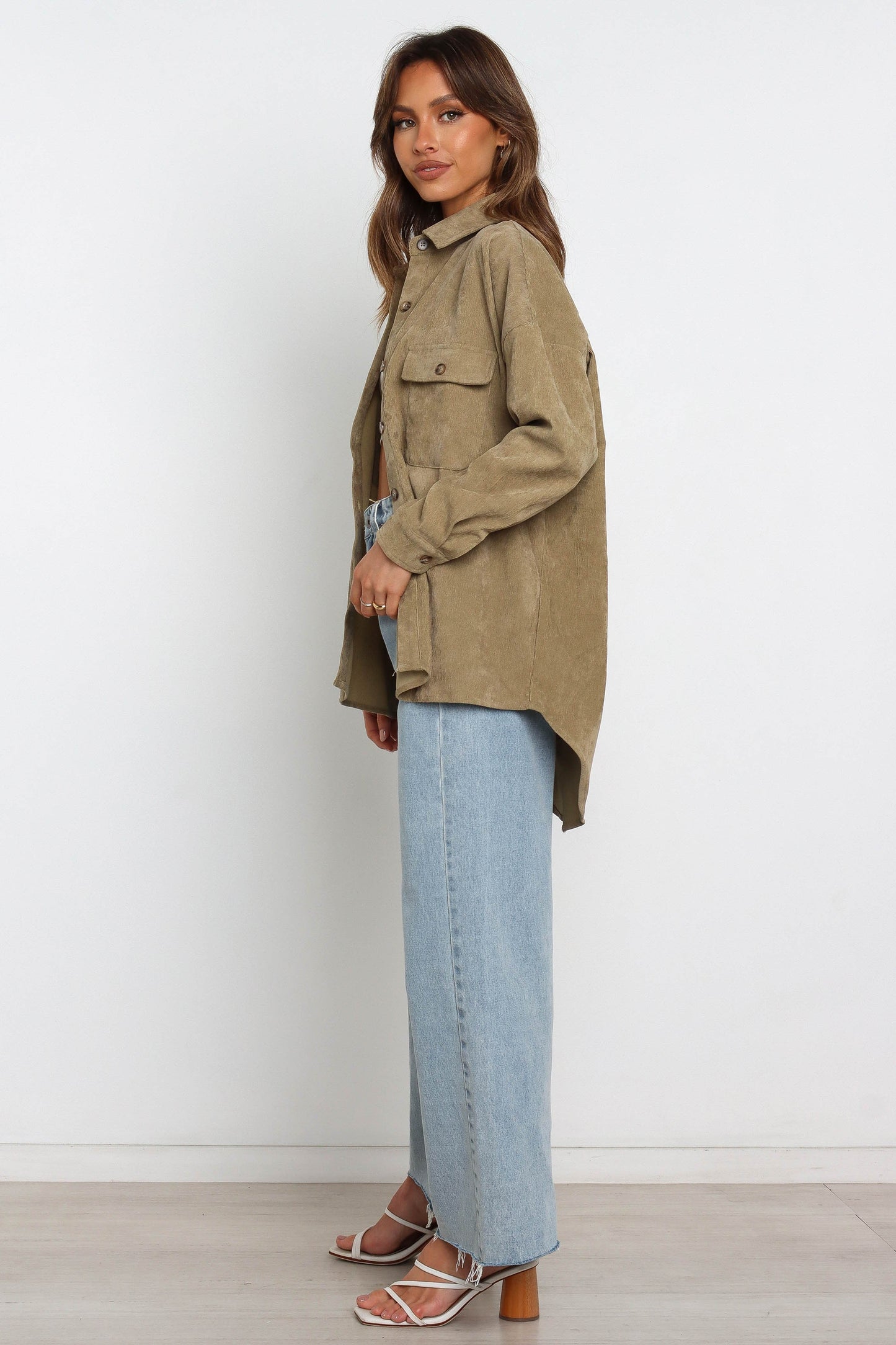 Collared Corduroy Button-Front Jacket