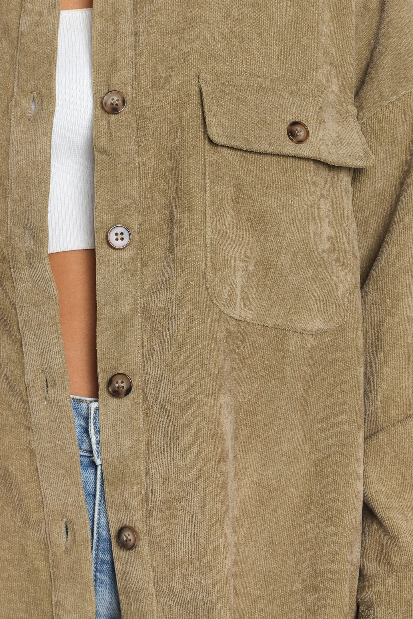 Collared Corduroy Button-Front Jacket