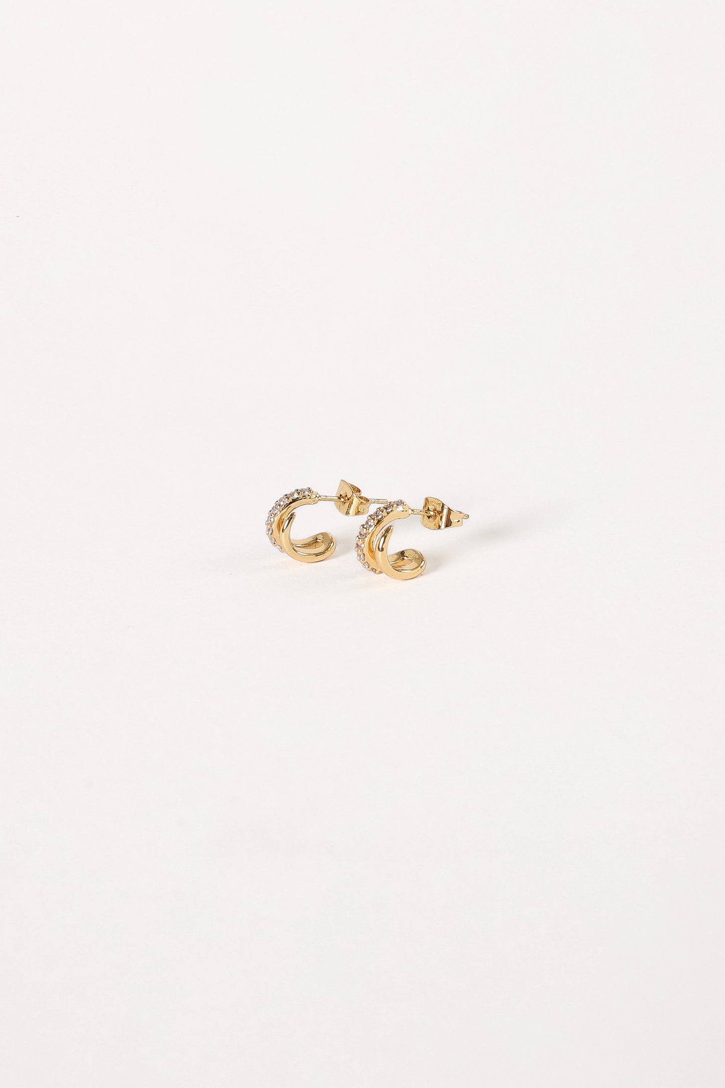 CZ-Embellished Hoop Stud Earrings
