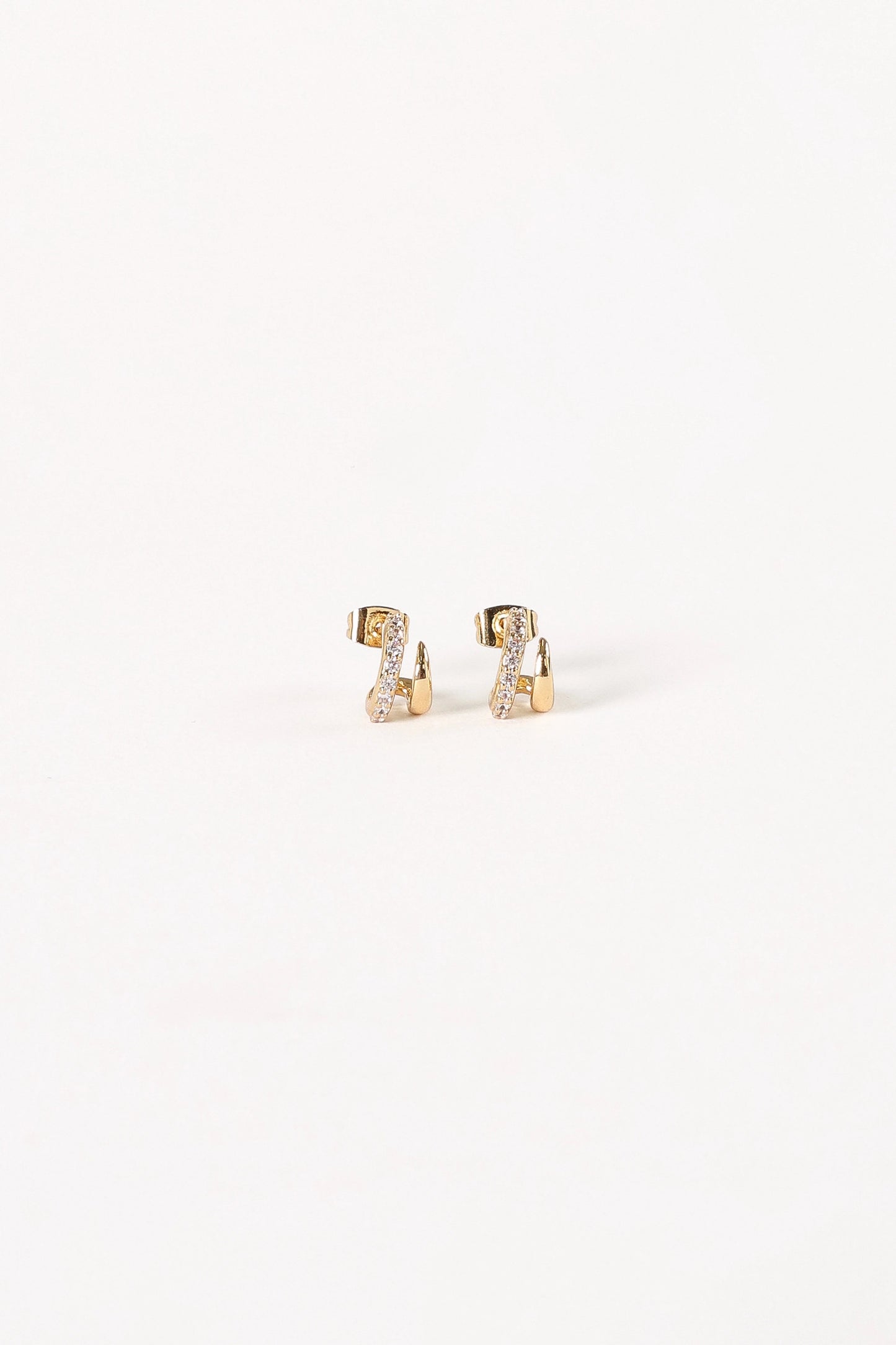CZ-Embellished Hoop Stud Earrings