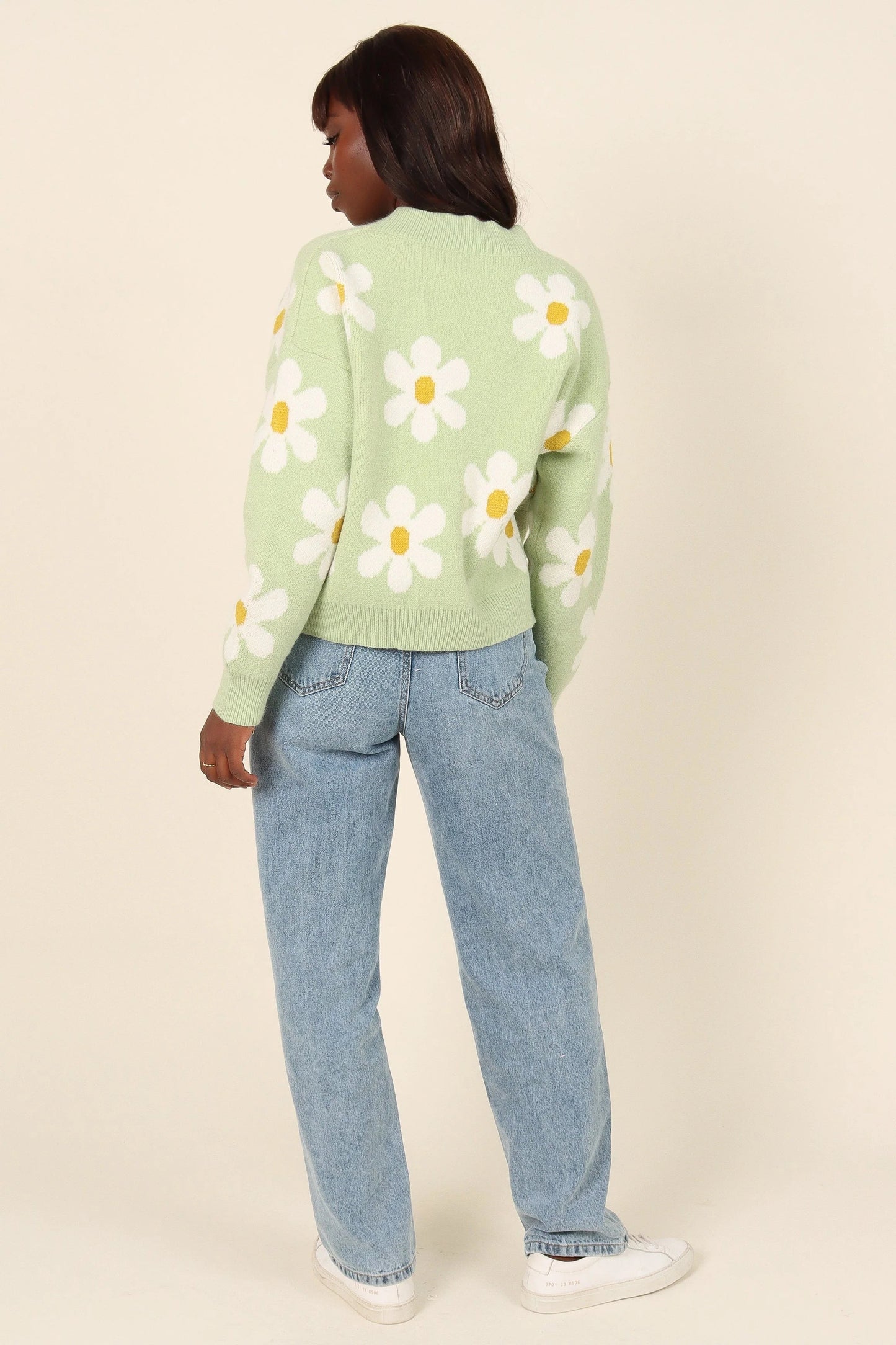 Daisy-Print Cropped Floral Cardigan