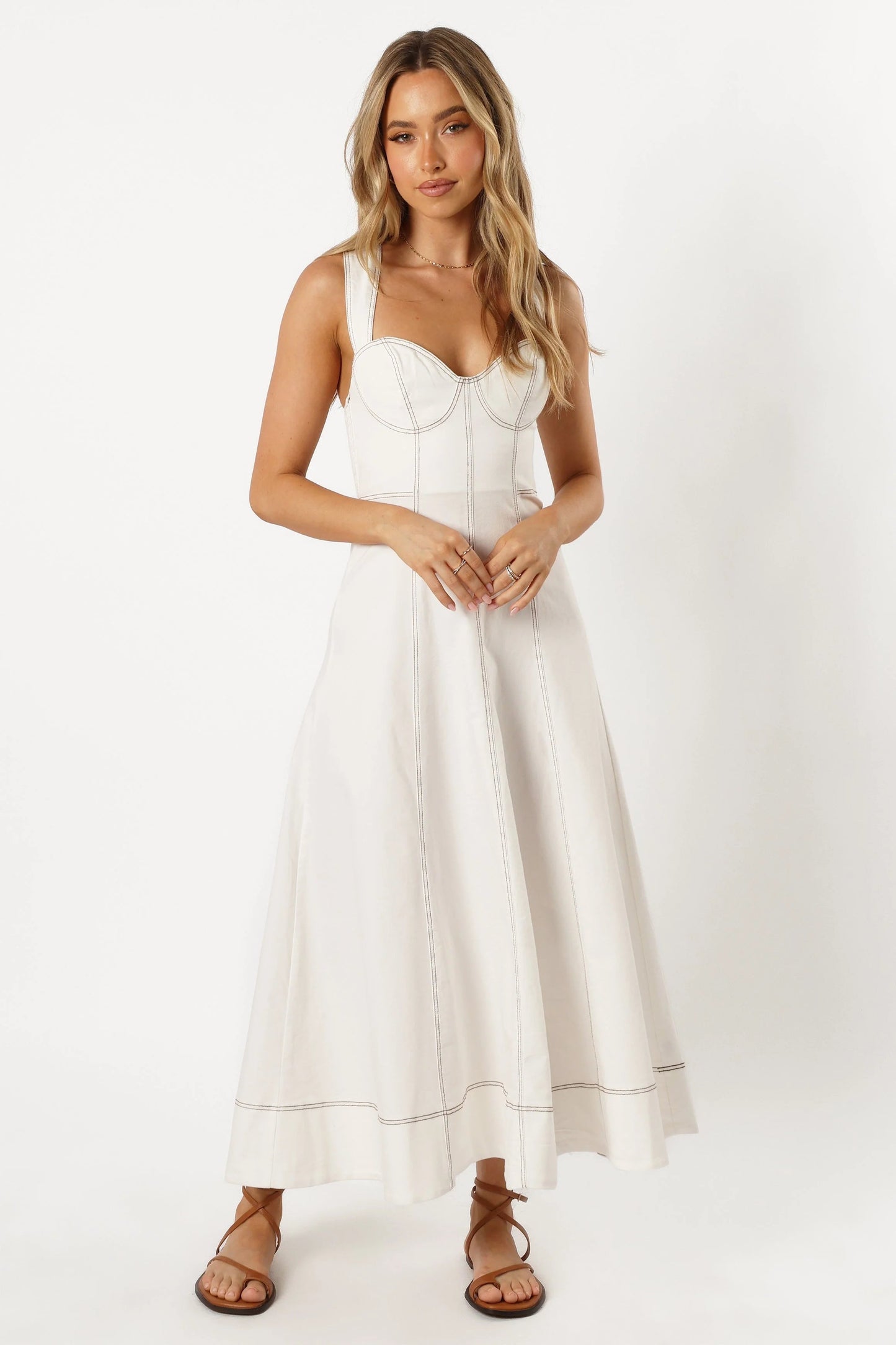 Denim Sweetheart Crossback Midi Dress