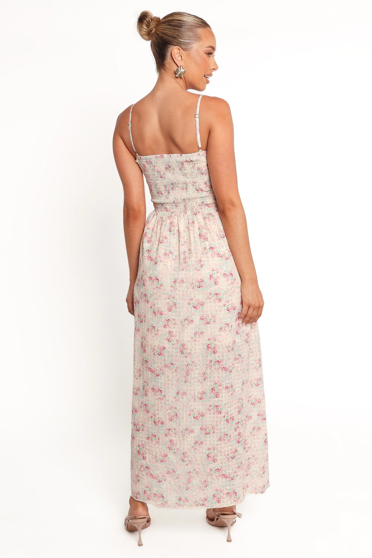 Ditsy Lace-Up Maxi Dress