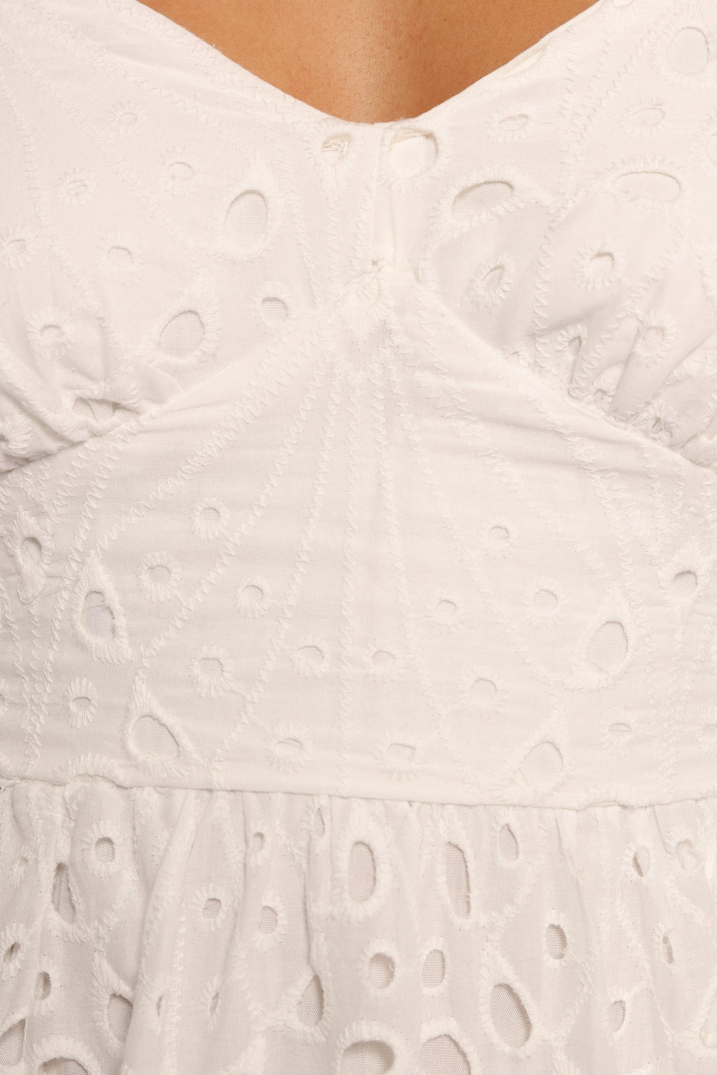 Embroidered Overlay Shirred-Back Midi Dress