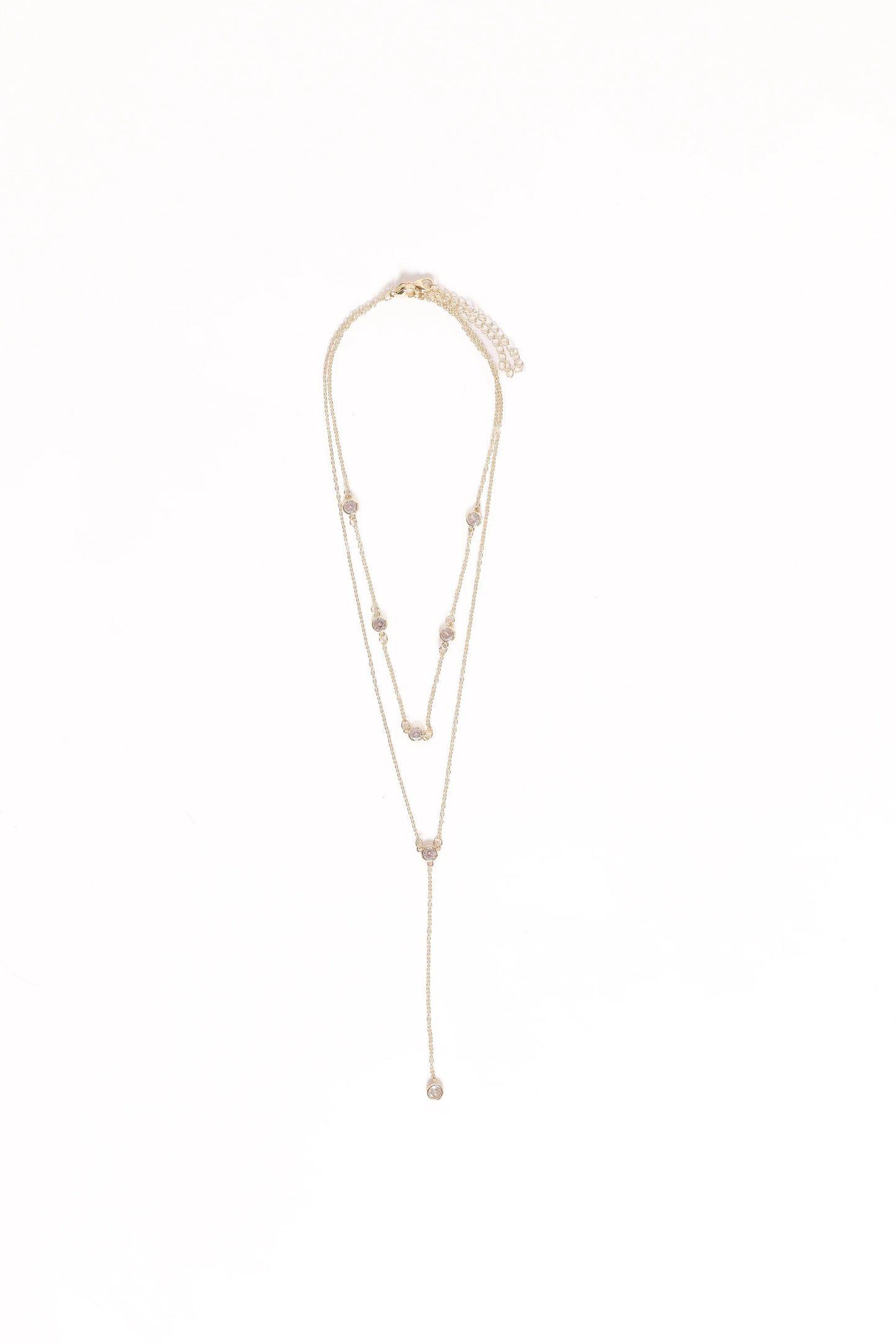 Link Chain & Rhinestone Drop Necklace Duo