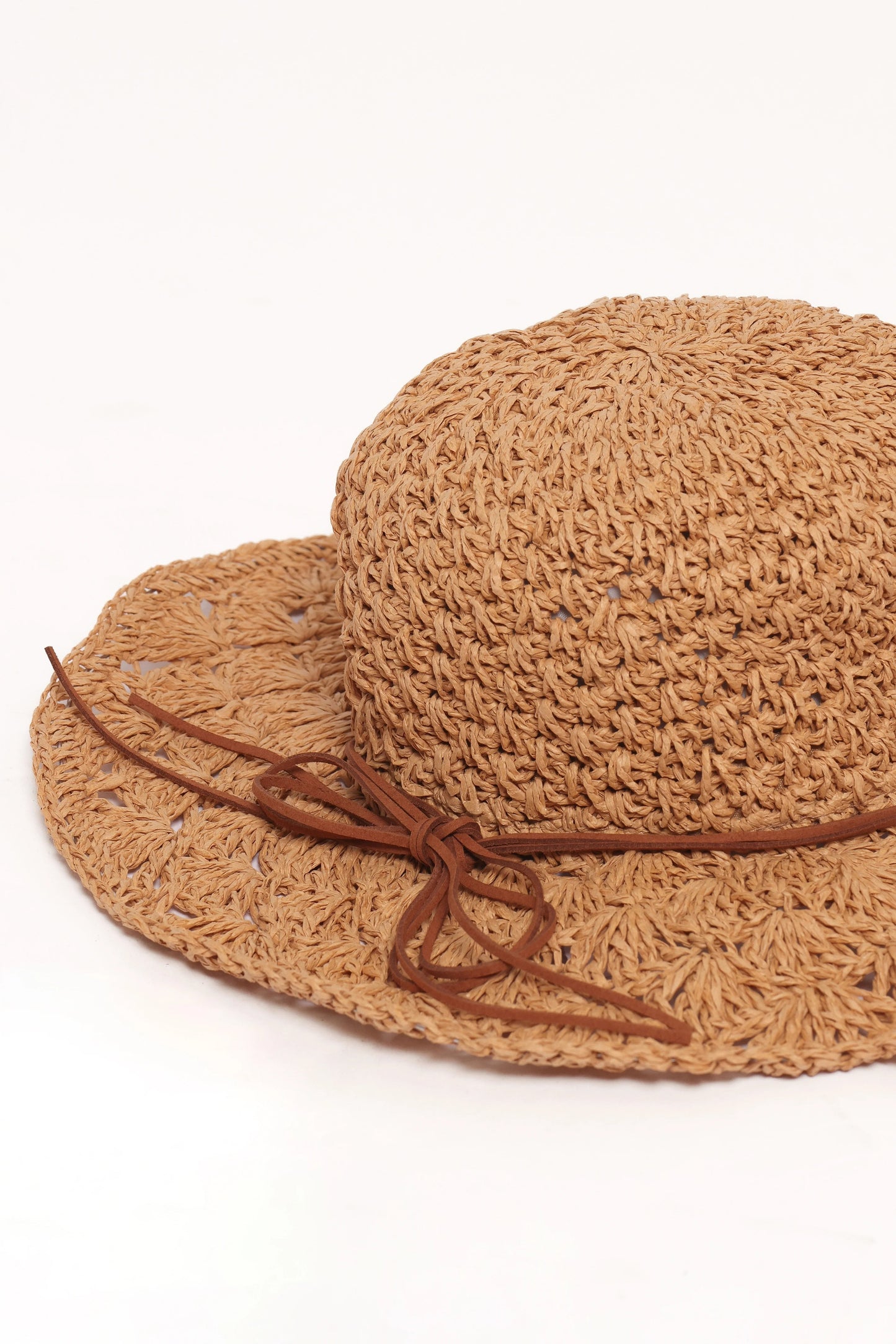 Patterned Straw Wide-Brim Hat