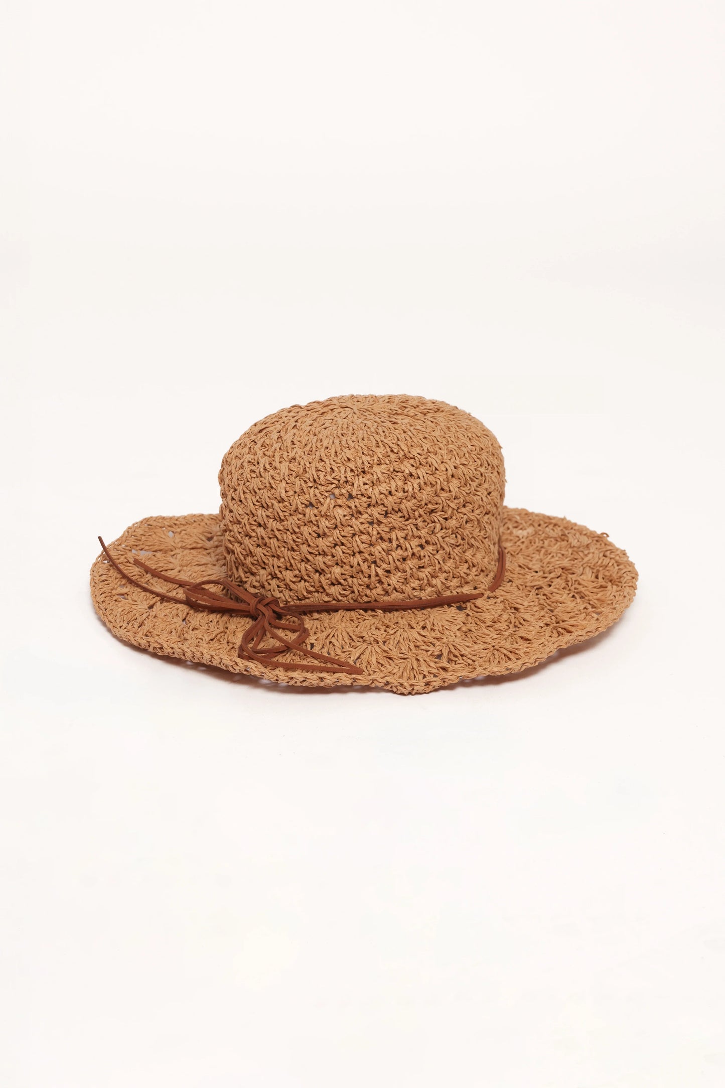 Patterned Straw Wide-Brim Hat