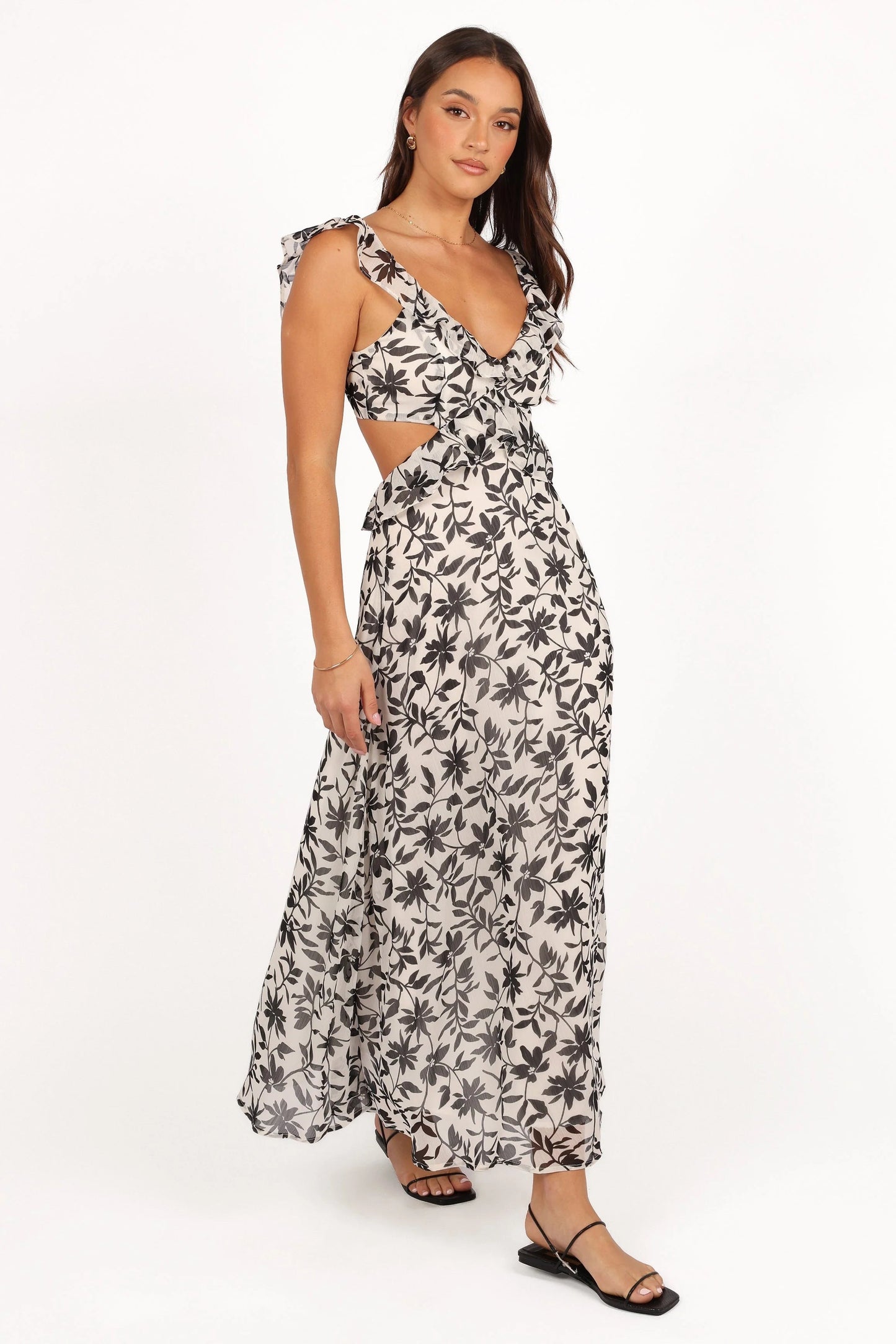 Ruffle Trim Maxi Dress