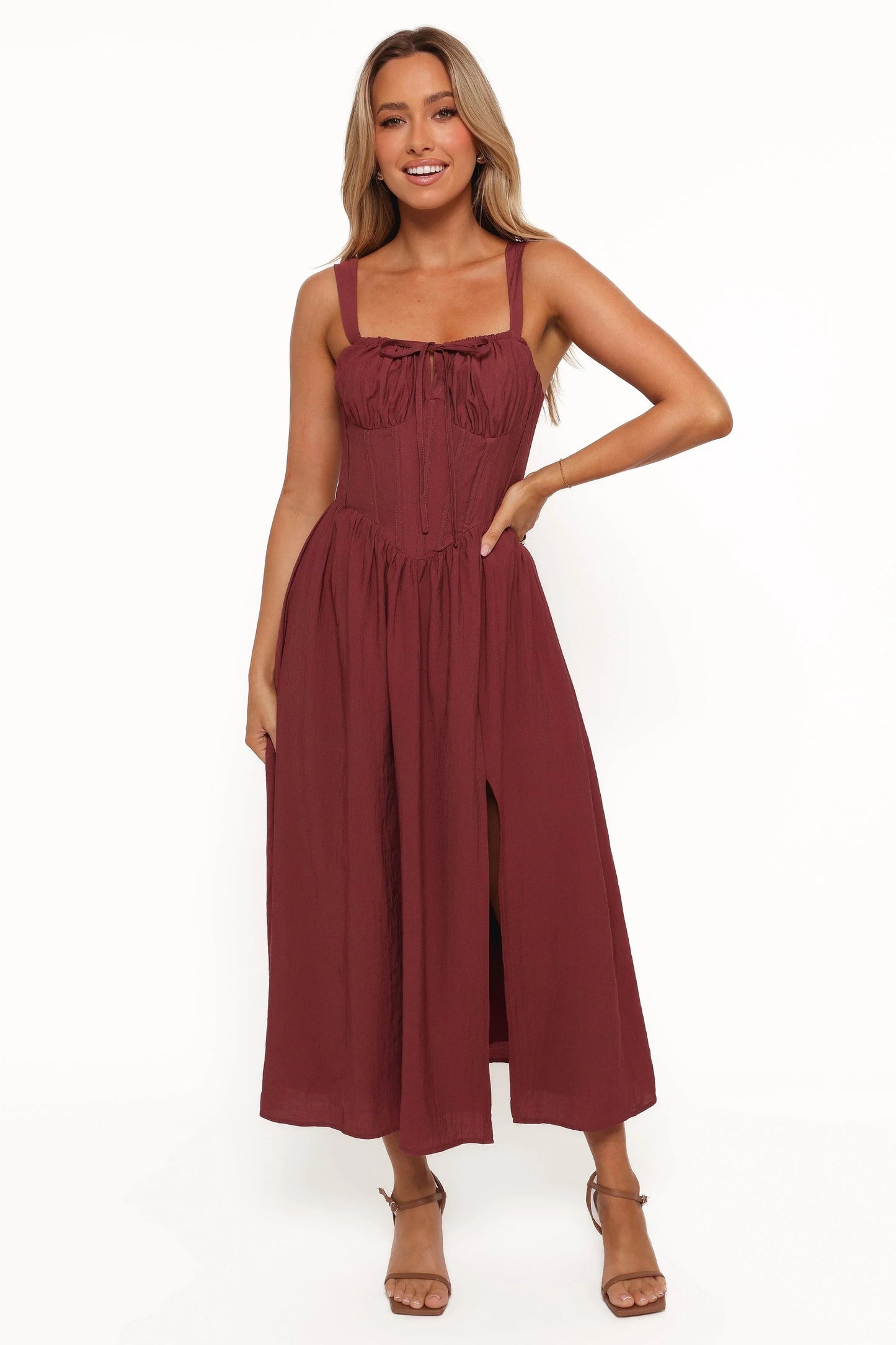 Structured Boned Midi Dress