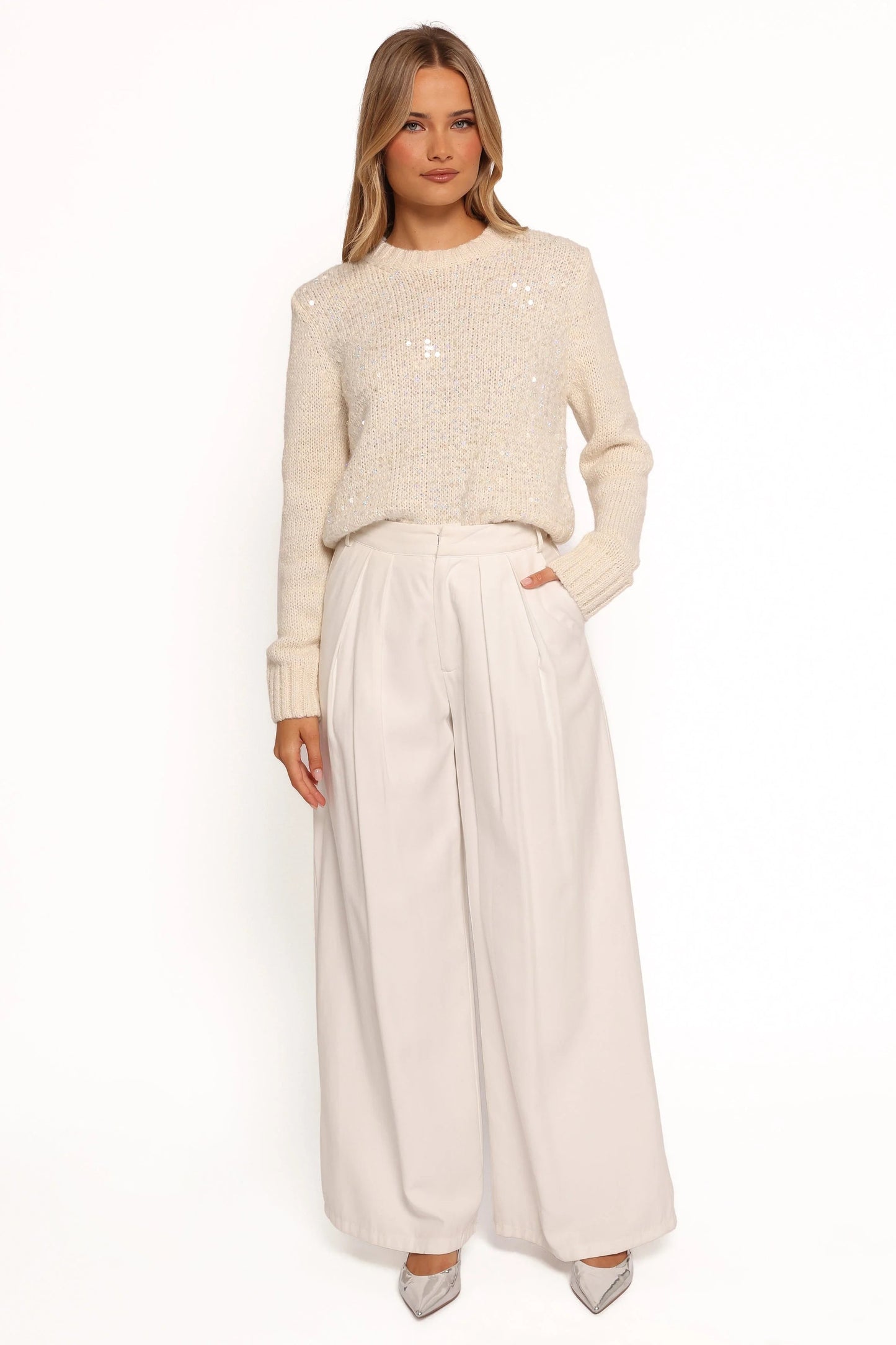 Subtle Sequin Crewneck Knit Sweater