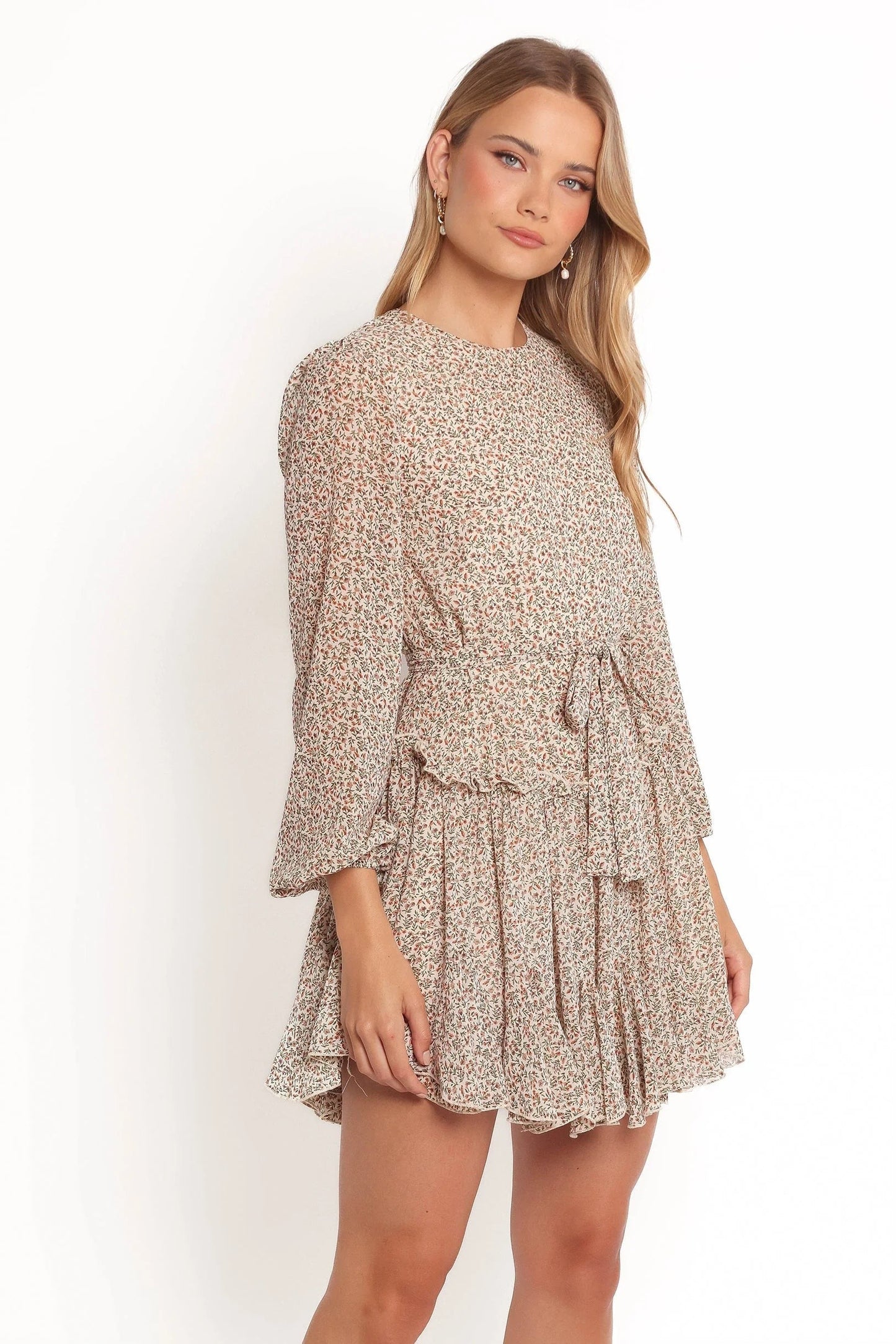 Tiered Long Sleeve Mini Dress