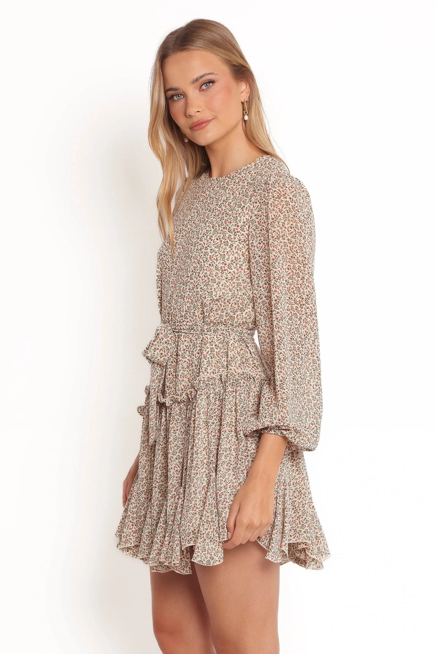 Tiered Long Sleeve Mini Dress