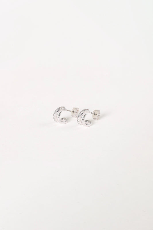 CZ-Embellished Hoop Stud Earrings