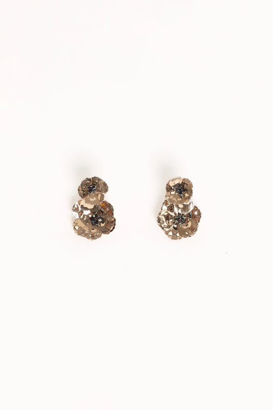 Floral Drop Earrings with Bead Centre