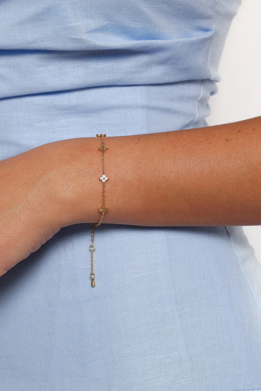 Flower Zirconia Chain Bracelet