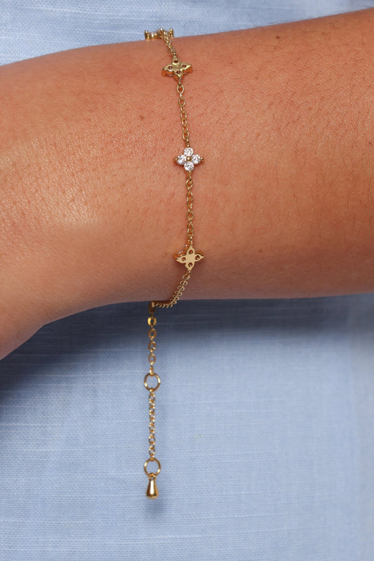 Flower Zirconia Chain Bracelet