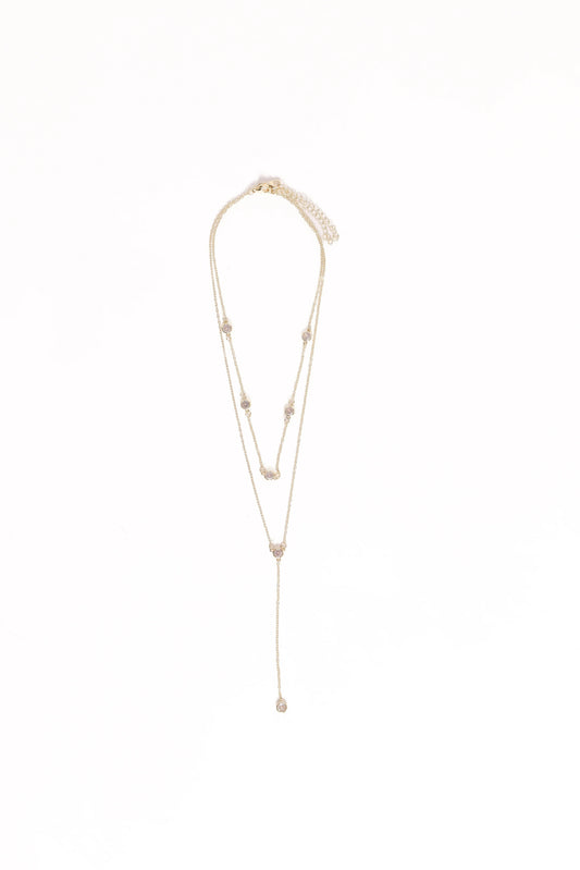 Link Chain & Rhinestone Drop Necklace Duo