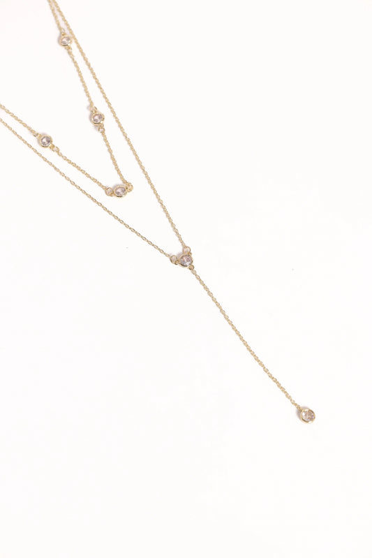 Link Chain & Rhinestone Drop Necklace Duo